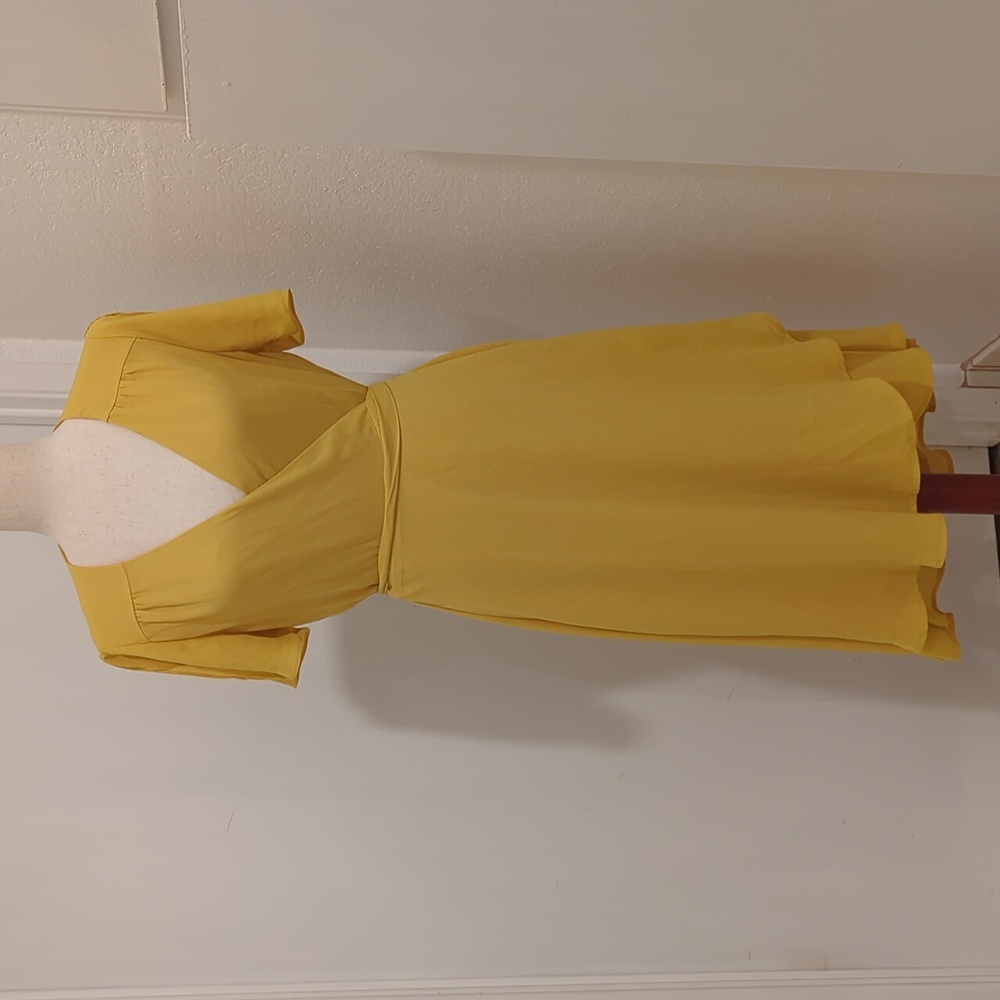 Lulus Golden Yellow Midi Wrap Dress M